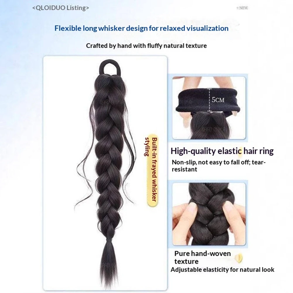18 Inch Lazy Side Fishtail Braid Ponytail Synthetic Hair Heat Resistant Natural Hair Accessories for Women Daily Party Styling view 4