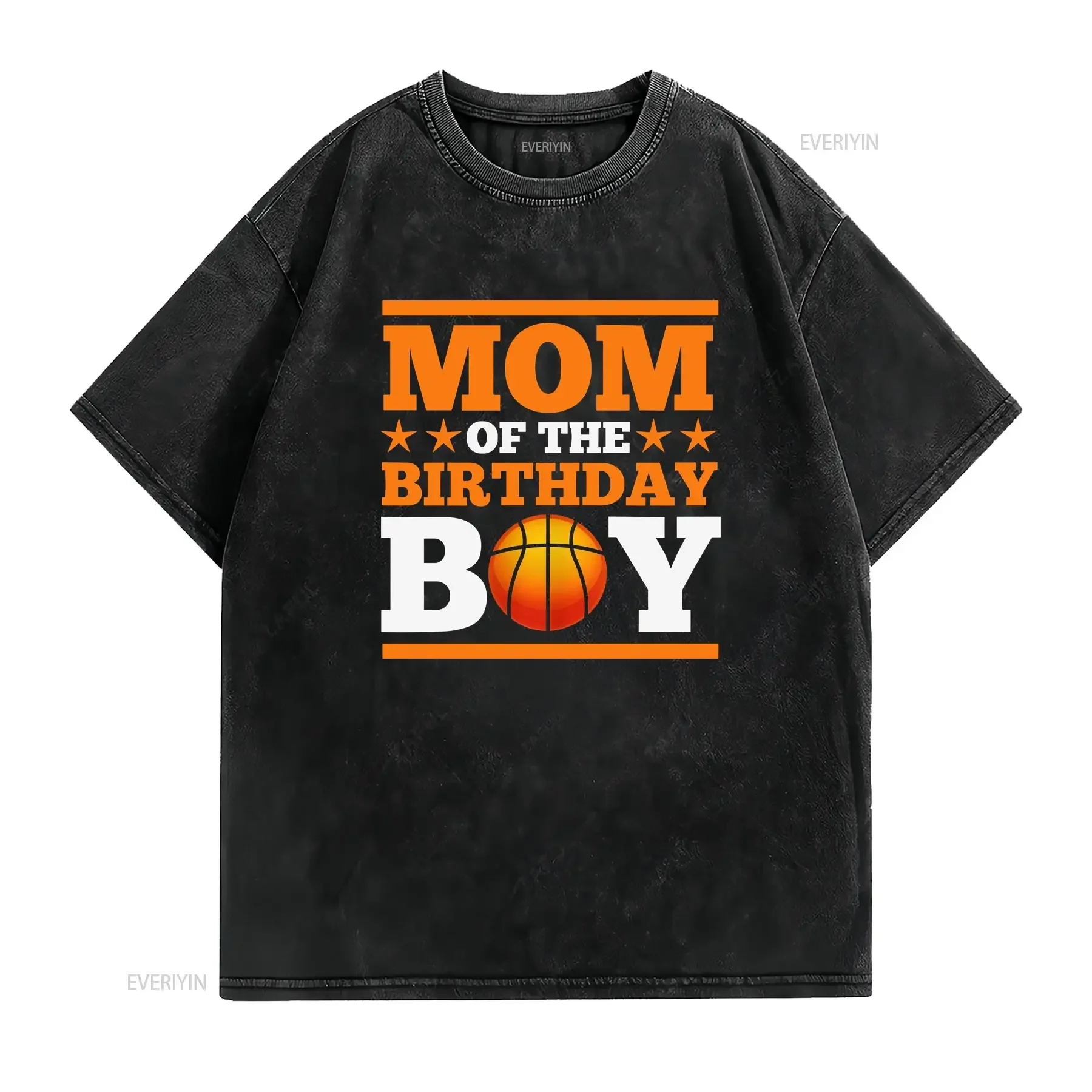 Baller Mommy Basketball Bday Party T Shirt Mom Of The Birthday Boy vintage Washed streetwear graphic Versatile Comfortable