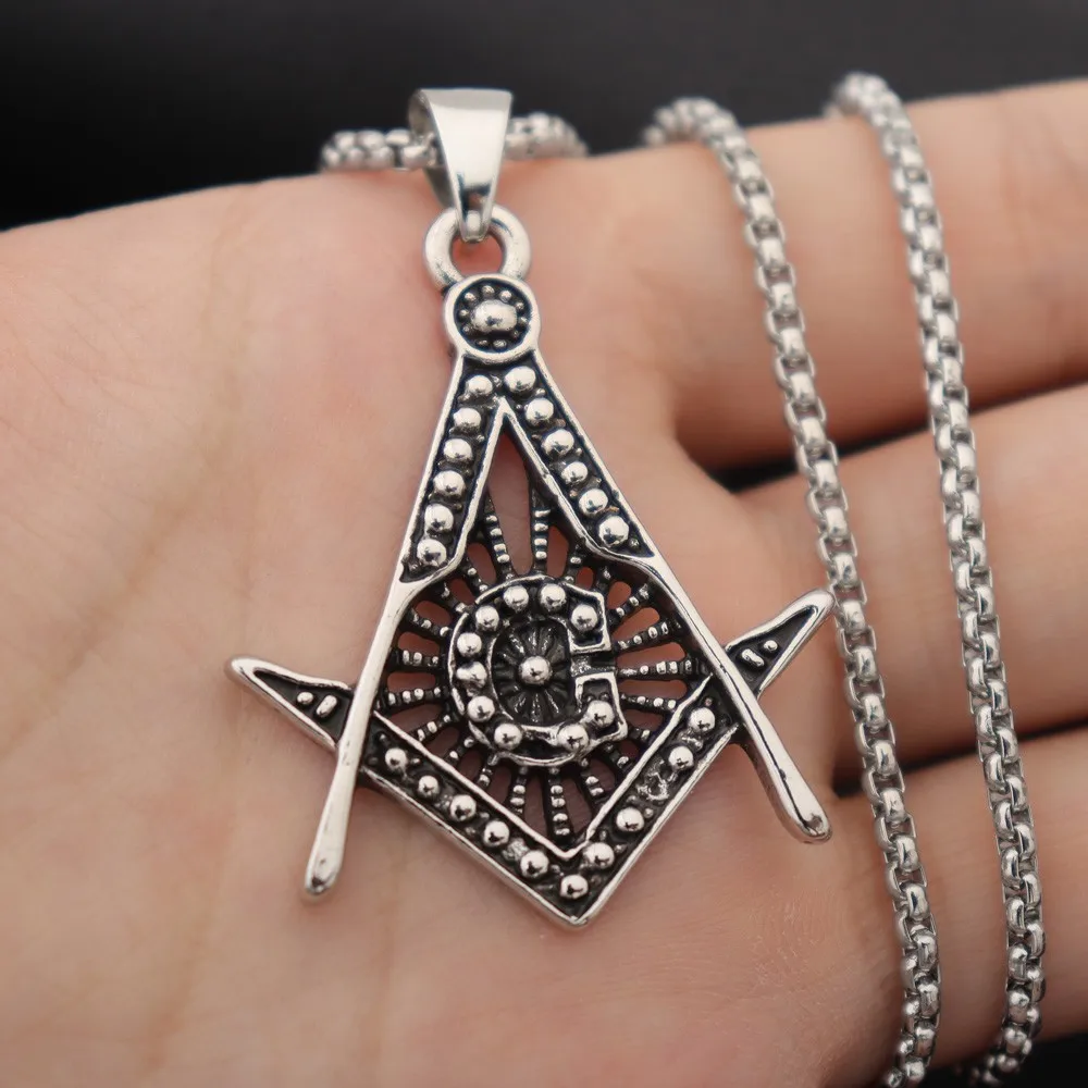 

New Vintage AG Freemasonry Pendant Charm Men's Necklace Fashion Hip Hop Punk Accessories Jewelry Party Gift Wholesale