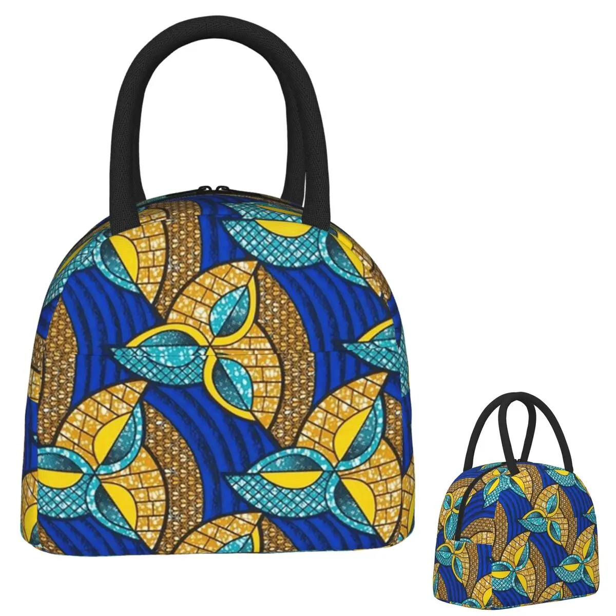

African Ankara Wax Print Insulated Lunch Bag for Women Children Portable Food Boxes Thermal Lunch Box Tote
