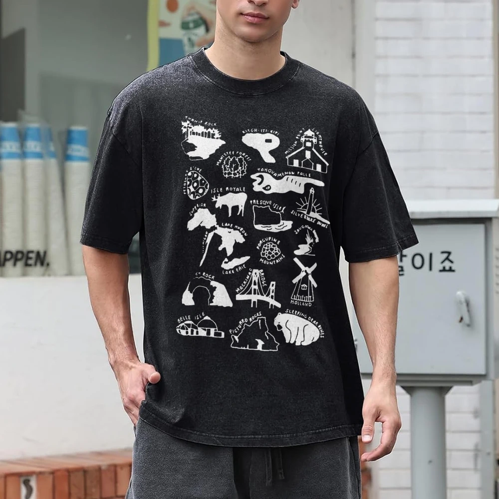 Y2k Anime Washed T-shirts Short Tshirts for Adult Harajuku Women Cotton Short Sleeve Tshirt 2024 New Luxury Brand Tshirt