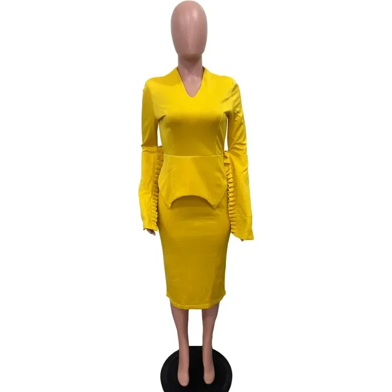 فساتين أفريقية للنساء بوليستر أفريقي بأكمام طويلة ورقبة على شكل حرف v للحفلات المسائية ميدي فستان ضيق Dashiki ملابس أفريقية