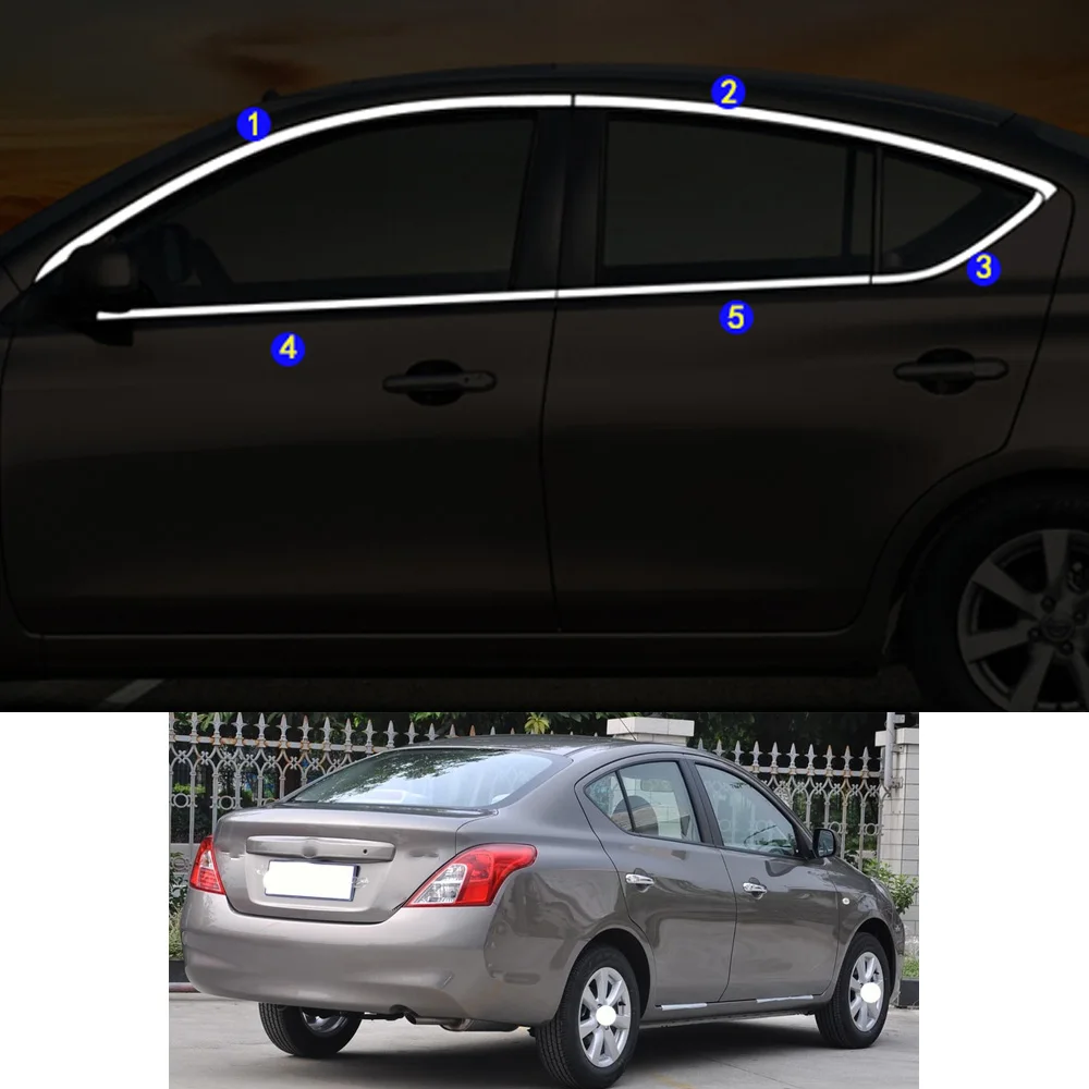 Car Sticker Garnish Pillar Window Middle Strip Trim Frame Hoods For Nissan Sunny 2010 2011 2012 2013 2014 2015 2016 2017