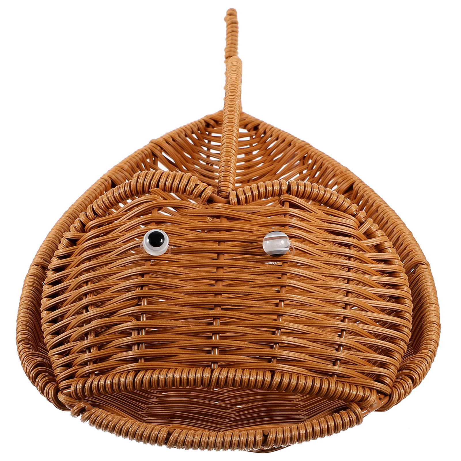 

Fish Shape Imitation Rattan Basket Sturdy Woven Storage Container Multifunctional Fruit Holder for Kitchen Desktop
