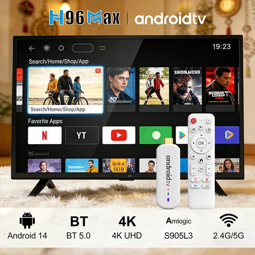 Imagen 2 del producto H96 MAX Amlogic S905L3 Androidtv 14,0 4Kx2k @ 30fps 2,4G/5G WiFi Dual BT4.0 + 100M Ethernet asistente de voz de Google Netflix tvbox