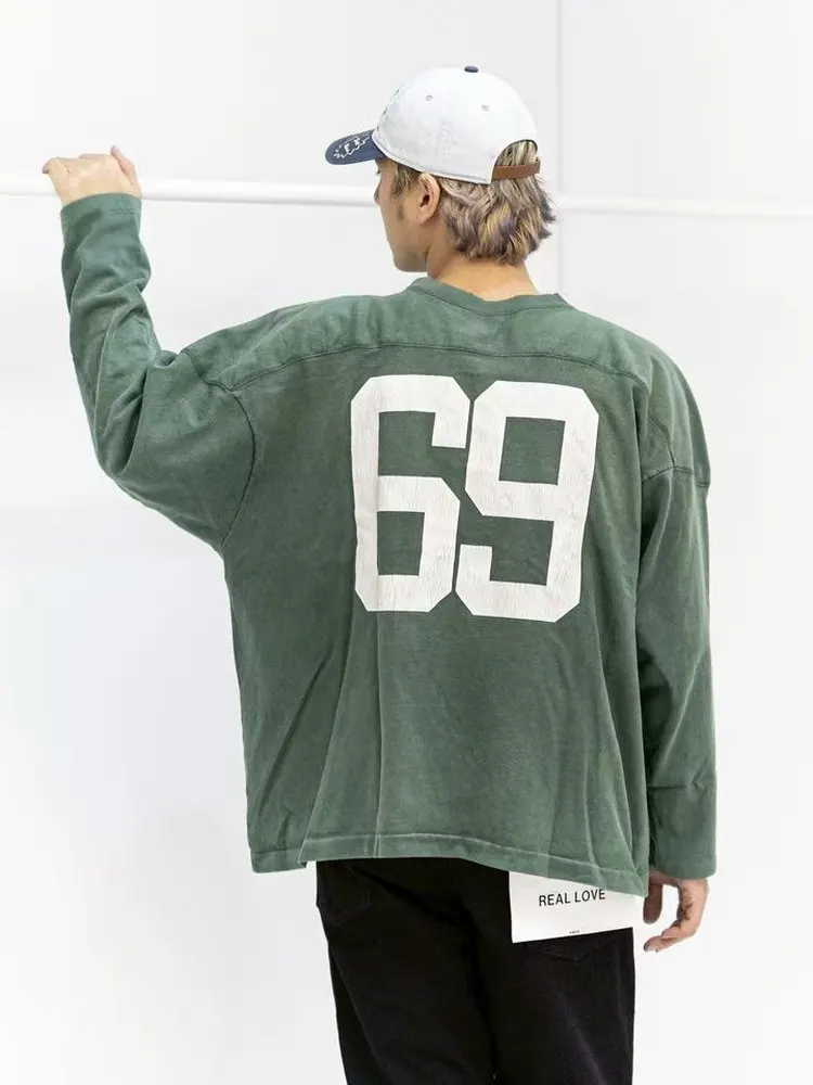 SAINT MXXXXXX 26SS WILD GOD Washed Vintage Oversized Long Sleeve T-shirt Unisex Streetwear Retro Cotton Top