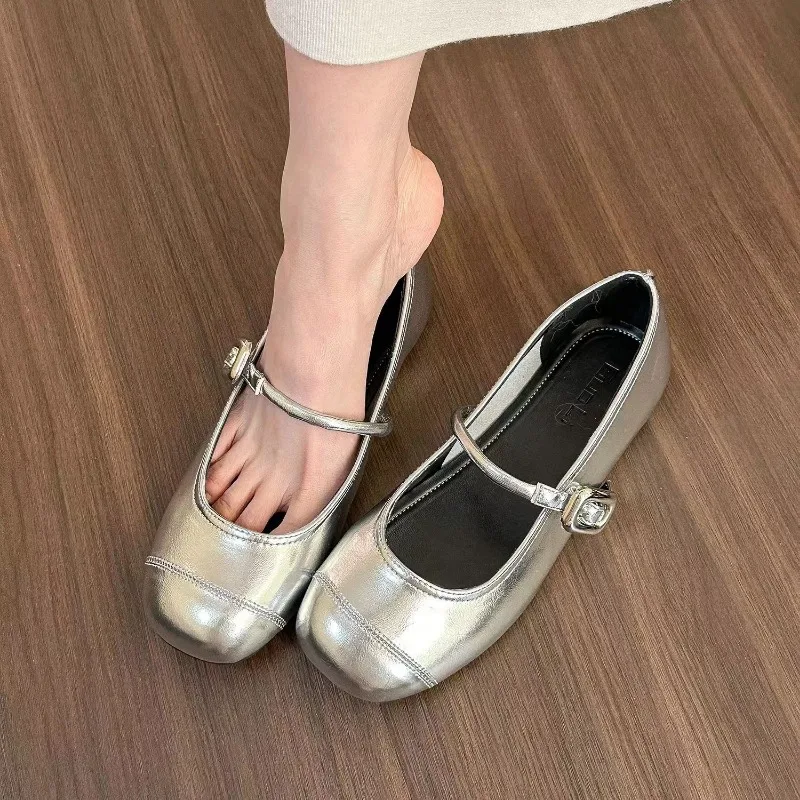 Female Shoes on Sale 2024 Buckle Women's Flats Spring Square Toe Shallow Solid Solft Sole Casual Comfortable Office Ladies Shoes