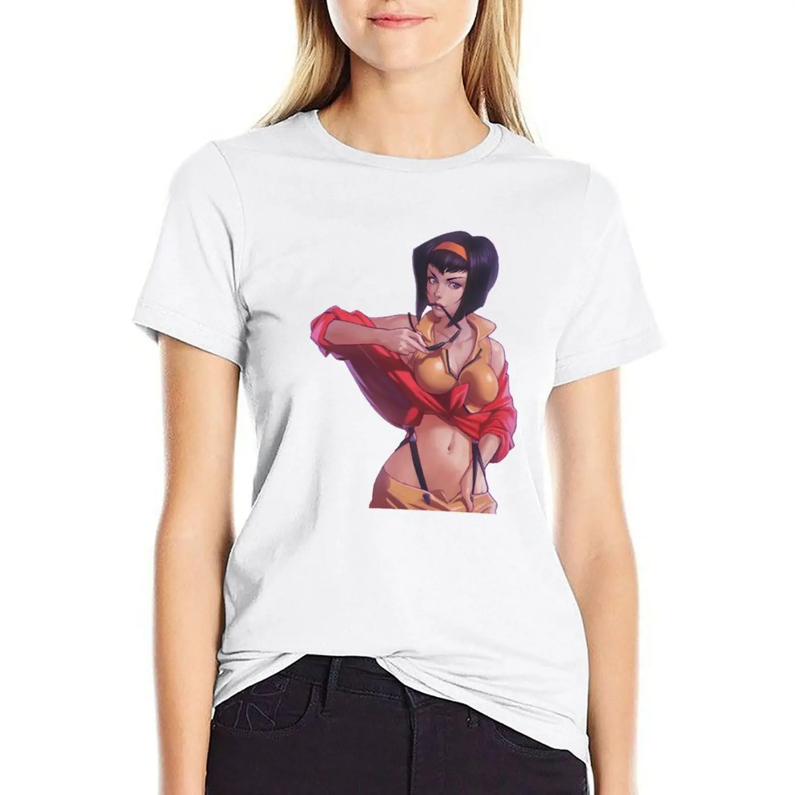 

Faye Valentine T-shirt Short sleeve tee female hippie clothes white t shirts for Women