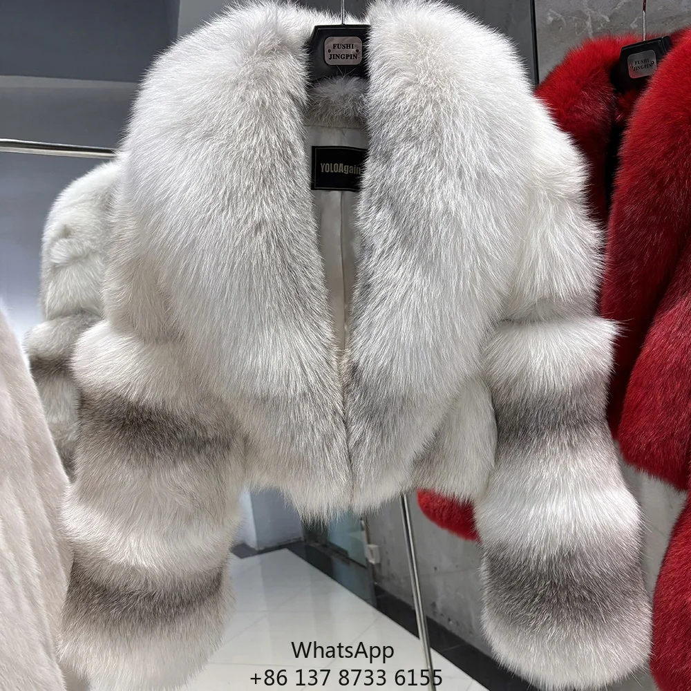 

2025 Winter Warm Luxury Natural Fox Fur Jacket Women Real Fox Fur Cropped Jacket
