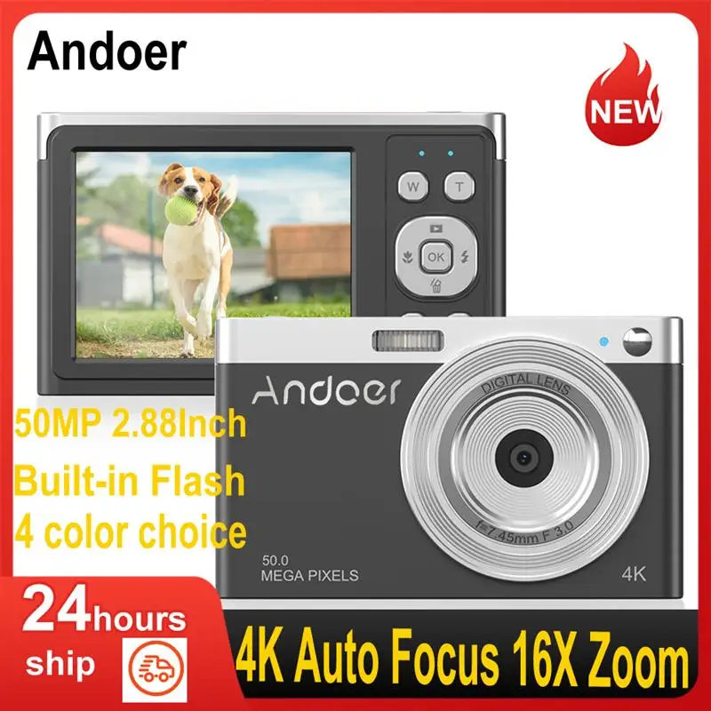 

Andoer 4K Digital Camera Video Camcorder 50MP 2.88Inch IPS Screen Auto Focus 16X Zoom Built-in Flash with Carry Bag Wrist Strap