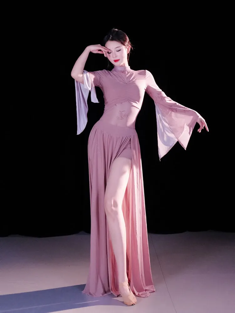 Traje de dança do ventre adulto feminino personalizado estilo chinês conjunto de dança oriental manga comprida terno de prática roupa de desempenho de grupo