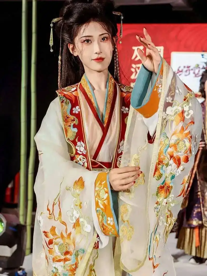 2026 new Wei Jin Chun Xie Lian Prince Yue Shen Costume Ming Dynasty Hanfu Embroidery Heavy Craft Qi Waist Cross Collar Full Set