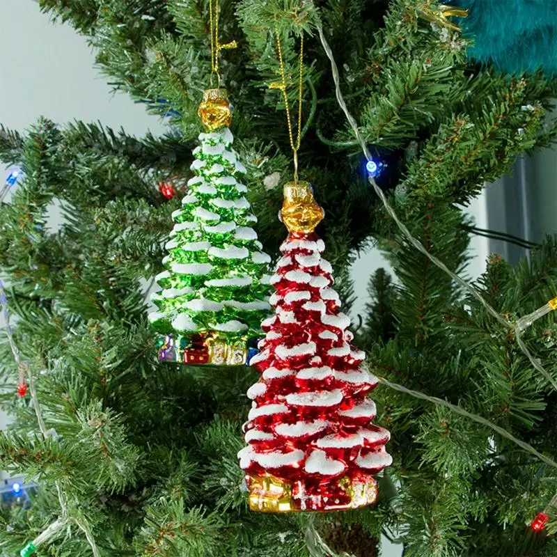 KX4B Christmas Tree شنق الديكور شجرة زجاجية واقعية لحفل الزفاف ، عيد الشكر ، الحفلات شنق أشجار الأشجار الحزبية الحلي الزخارف