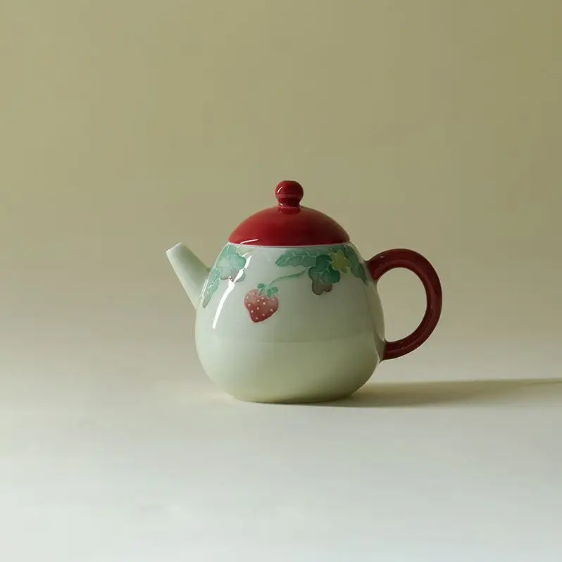 Mr. Shanji's Hand-Painted Raspberry Pi Teapot Underglaze Ceramic Kung Fu Tea Set With Ball-Hole Filter For Home Use