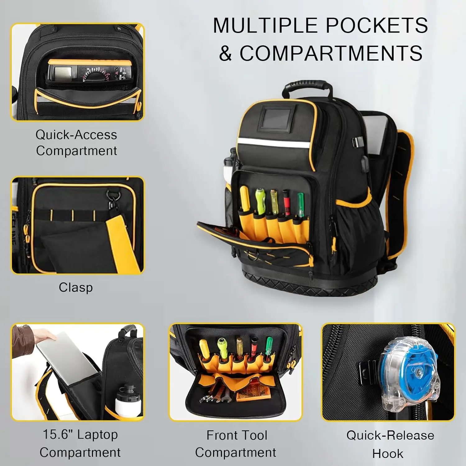 Heavy Duty Tool Storage,Large Capacity Jobsite Tool Bag Organizer with Small Tool Pouch,Gifts for Electrician Men Tradesmen