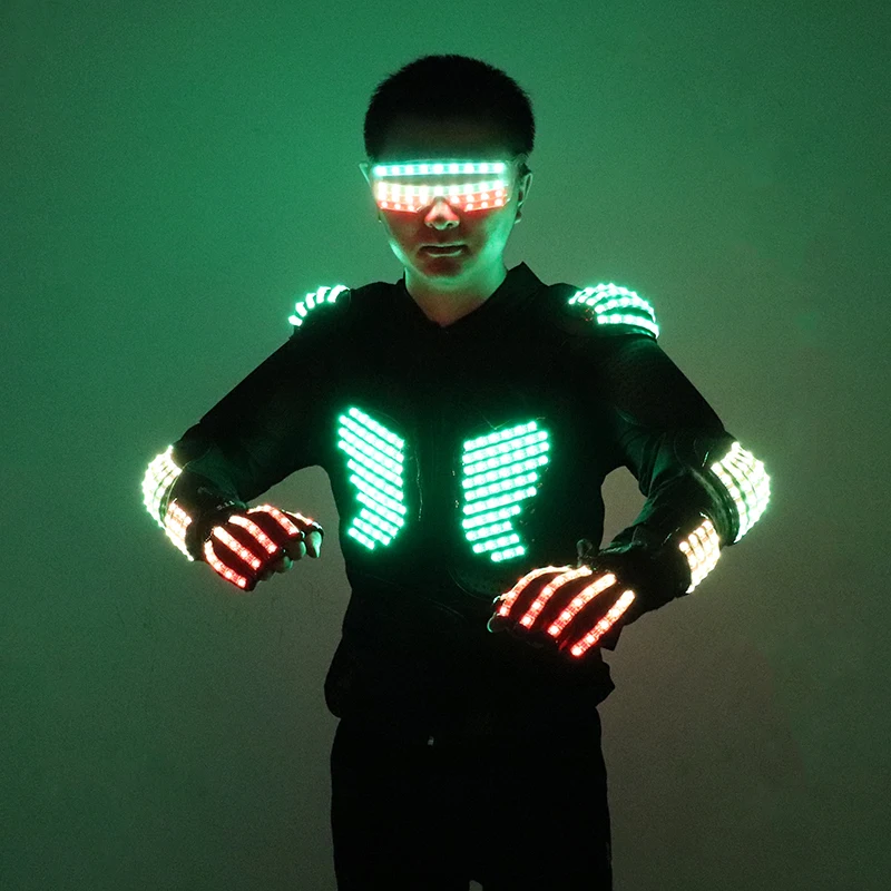 Full Color LED Armor Luminous Jackets Light Up Costume Suit Bar Dance Team DS Singer DJ Nightclub Performance Clothing