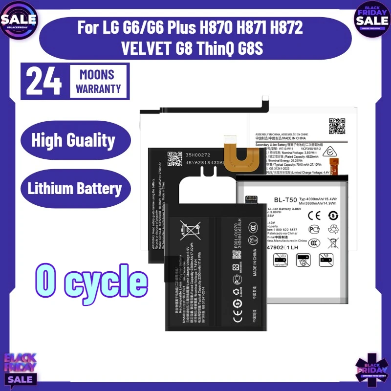 0 Cycle Lithium Battery for LG Series Mobile Phone Battery G6/G6 Plus/H870/H871/H872/VELVET/G8 ThinQ/G8S