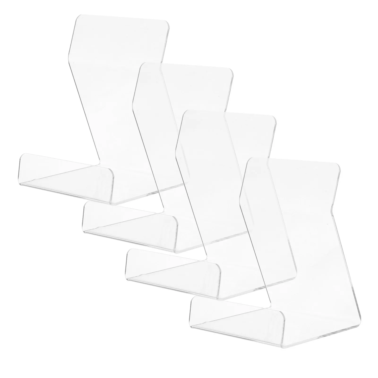 4Pcs Transparent Acrylic Book Stand Clear Display Easel for Records Cds Books Plates Decorative Items Modern Home Office Audio