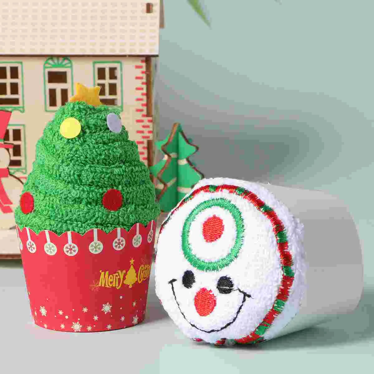 Toalla de muñeco de nieve de 2 piezas, paño de cara festivo, decoraciones navideñas, toallas de algodón bonitas, árbol