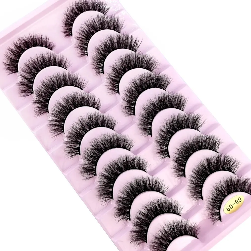 Pestañas postizas de ojo de gato, pestañas de visón falso, extremo alado, pestañas alargadas, suaves, naturales, largas, tiras completas, 10 pares
