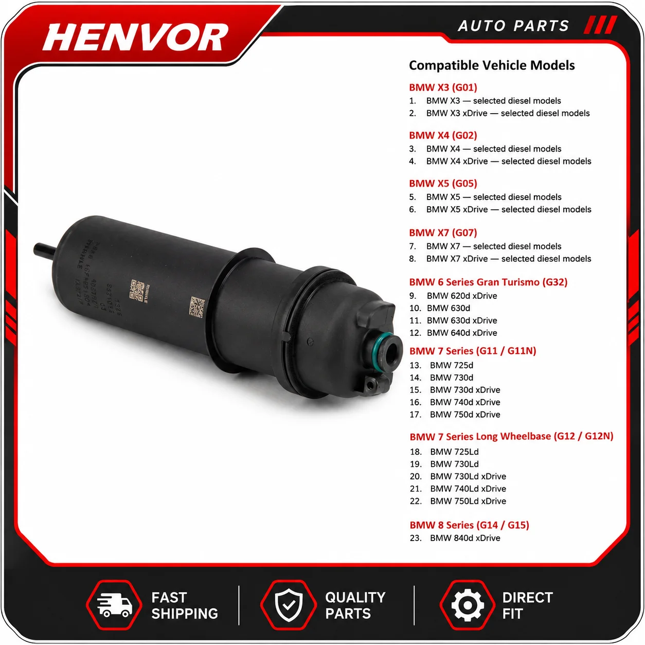 Fuel Filter 13328591019 13328582272 for BMW X3 X4 X5 X7 6 7 8 Series G01 G02 G05 G07 G11 G12 G14 G15 G32