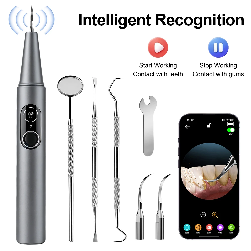 New Visual Ultrasonic Dental Scaler 500W 360°HD Camera Tooth Cleaner with LED Light Dental Stains Tartar Plaque Calculus Removal