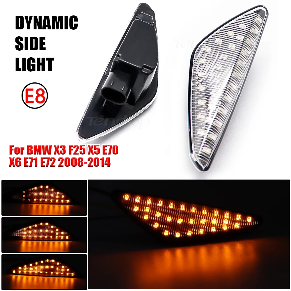 Dynamic Streamer  LED Lights Turn Signal Side Marker Lamp Blinkers Bulb For BMW E70 X5 F25 X3 E71 X6 2008-2014