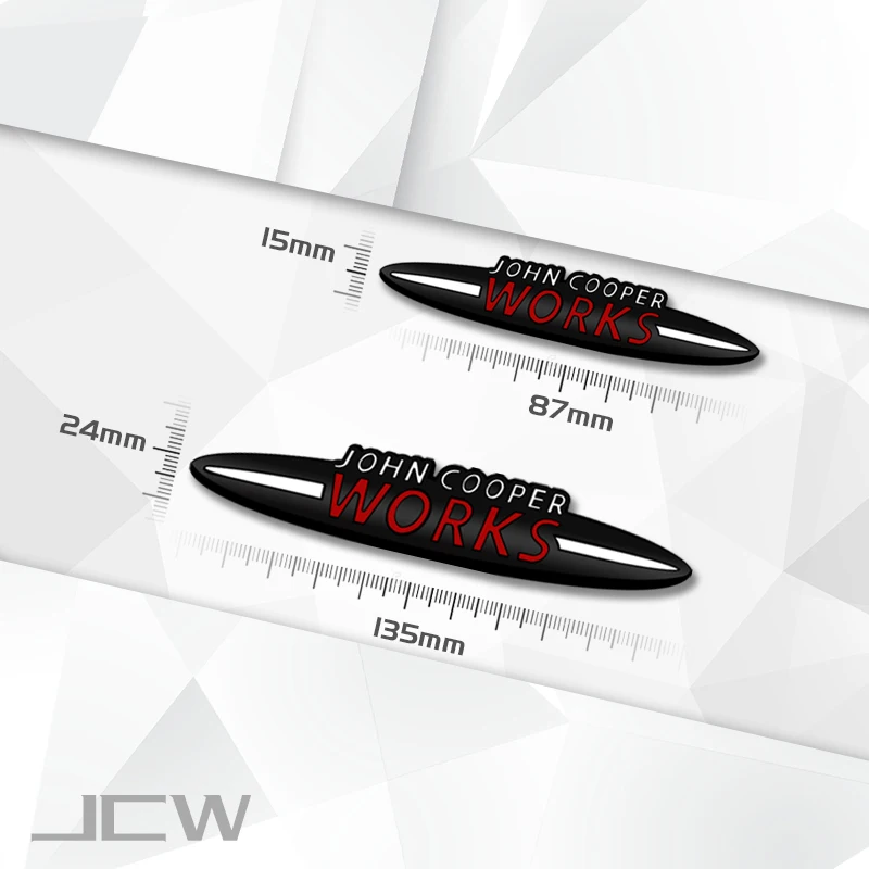 Insignia de aleación de Zinc John Cooper Works, emblema de maletero de coche, pegatina de rejilla 3D para Mini JCW R52 R53 R56 F55 F56 F54 Styling