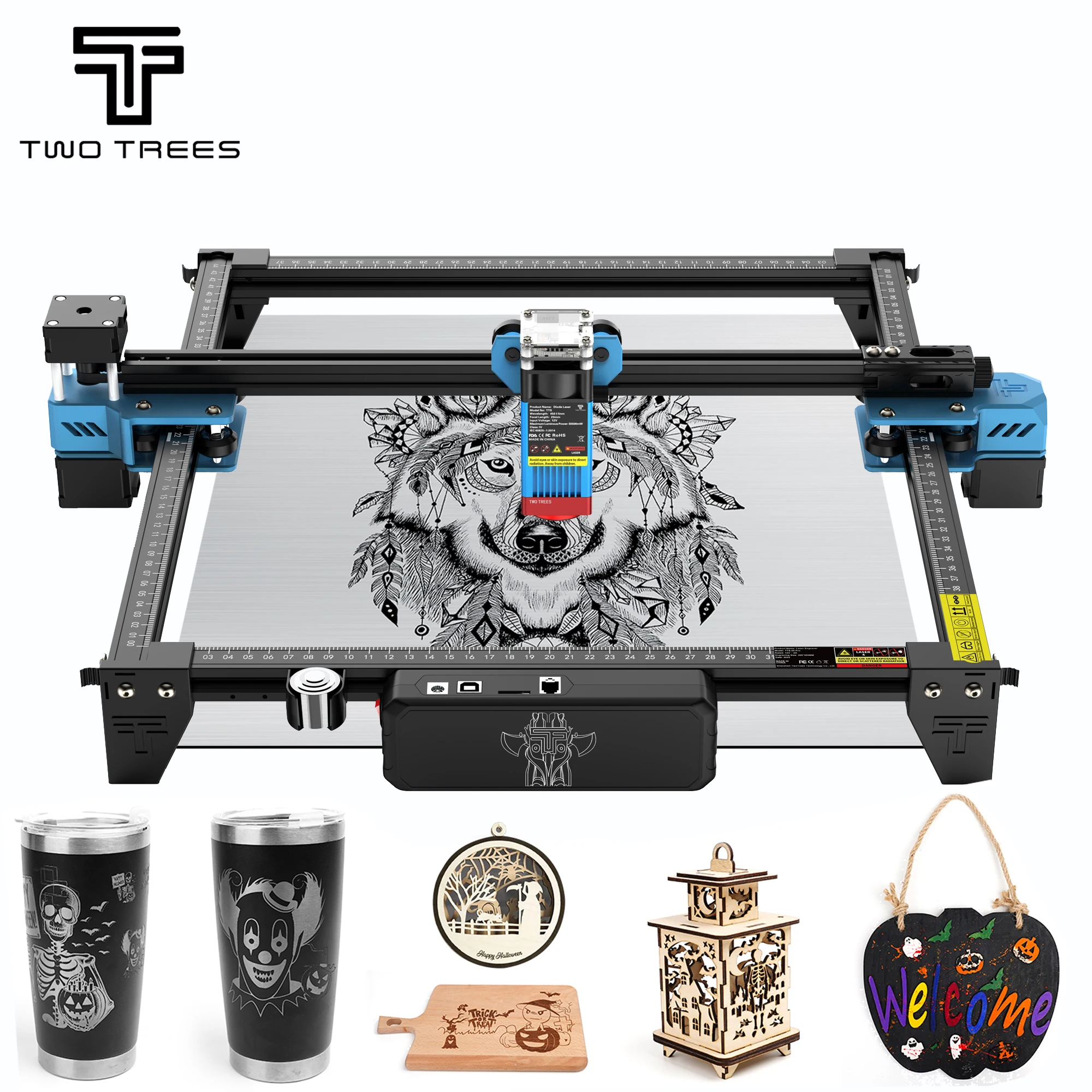 Twotrees CNC Wood Laser Engraving Machine TTS 40W/80W Quartzite Metal Laser Engraver Wifi Control MDF Acrylic Cutting Machine