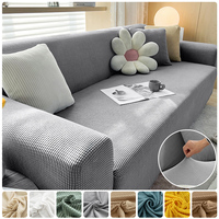 New Jacquard Fabric Sofa Cover Solid Color Couch Covers Elastic Washable Slipcover For L-Shaped Sofa Living Room 1/2/3/4/5 Seat