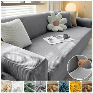 새로운 Jacquard Fabric Sofa Cover Solice Color Couch 커버 L 자형 소파 거실 1/2/3/4/5 좌석을위한 탄성 세척 가능한 슬립 커버 8 최고의 판매 소파 커버 패브릭 - №3