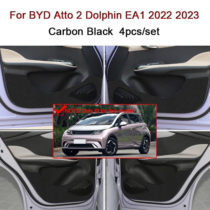 For BYD Atto 2 Dolphin EA1 2022 2023 Car Door Anti Kick Pad Carbon Fiber Leather Texture Anti Dirt Protective Sticker Accessory