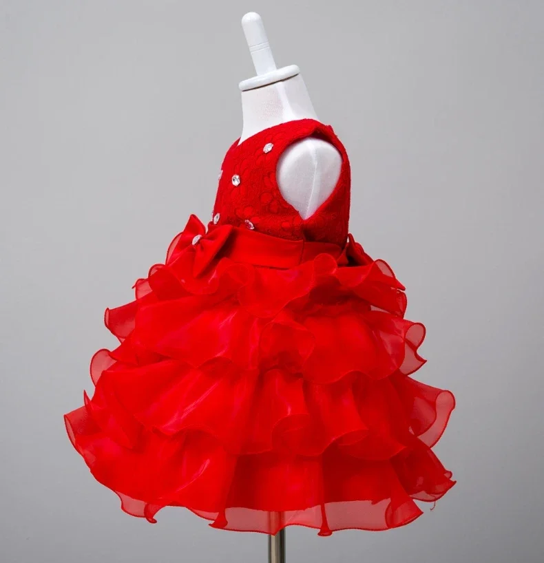 Baby Girls Dress for 1-8 Yrs Sleeveless Kids Birthday Princess Party Dresses for Girls Red Christmas New Year Costume for Kids