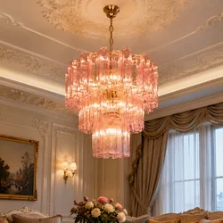 Italian Designer Vintage Texture Colorful Glass Hanging Ceiling Chandelier Home Decoration Pendant Lamps for Living Room Lustre