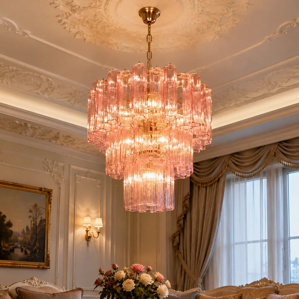 Italian Designer Vintage Texture Colorful Glass Hanging Ceiling Chandelier Home Decoration Pendant Lamps for Living Room Lustre