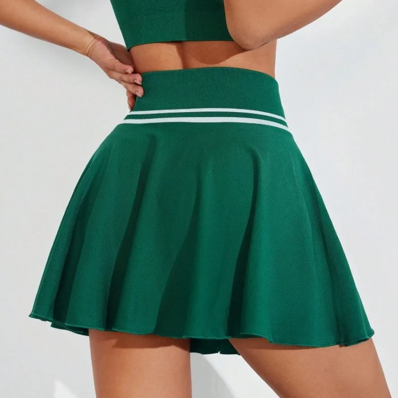 Nahtlos gestrickter Tennis-Badminton-Rock für Damen, kurzes Fitness-Yoga-Kleid, Court-Mini-Sportrock, Sportbekleidung für den Sommer im Fitnessstudio