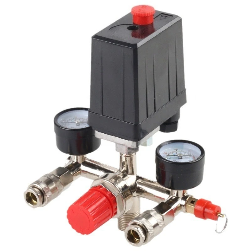 New! For 90-120PSI Air Compressor Pressure Switch Valve Control Kit Vertical Switch Manifold Regulator Gauges Safety Valve