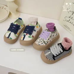 Children Canvas Shoes Girls Fashion Shivering Canvas Casual Shoes Boys Soft Sole Non-slip Hook-loop Sport Shoes Size 22-31