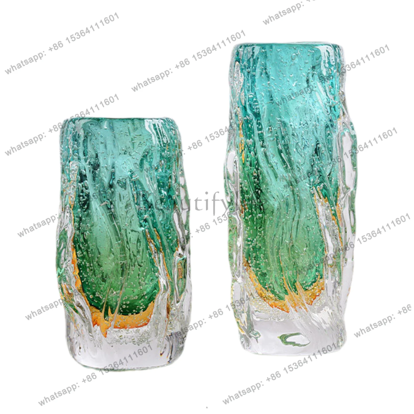 Ornament Lake water blue glazed vase light luxury high-end living room desktop art dining table decoration