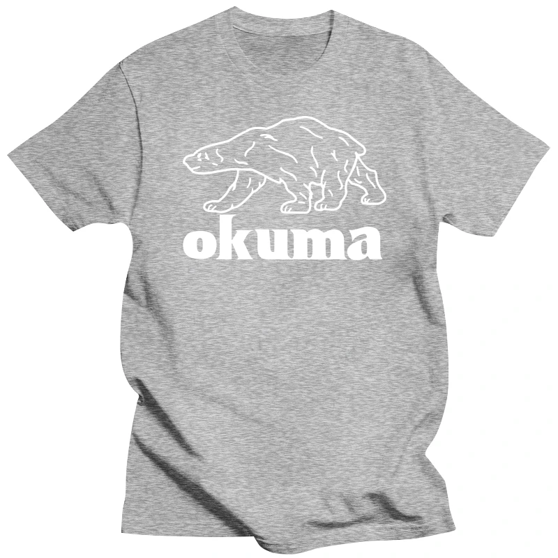 Mens summer cotton tshirt loose tops New Okuma Fishing Bear Logo Short Sleeve Black Mens T-Shirt unisex tee-shirt women top tees