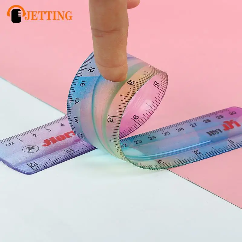 Colourful Student Flexible Ruler, Inch And Metric, 30 Cm/12 Inch, 20 Cm/8 Inch, 15 Cm/6 Inch, Random Colors Student Stationary
