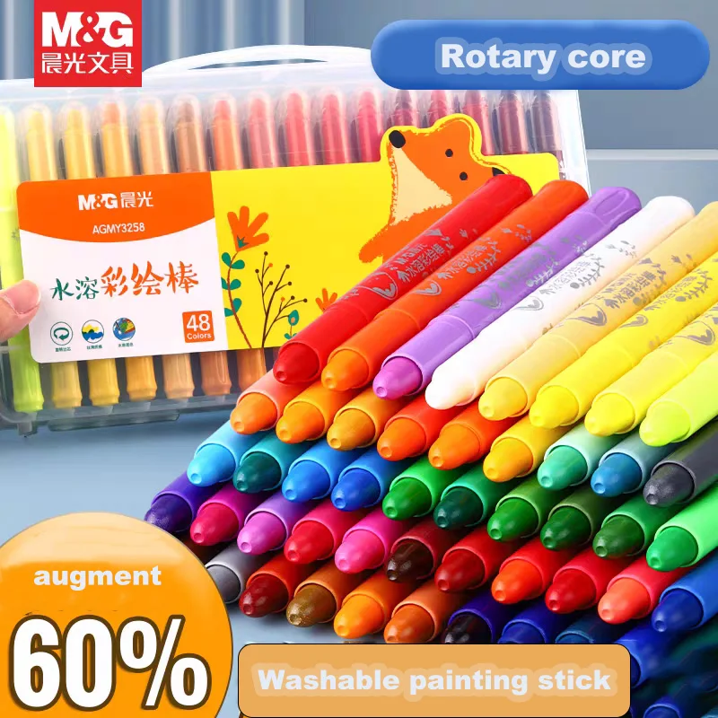 

12/24/36/48 M&G Color Large volume washable Soft oil pastels Graffiti painting stick art painting rotating crayon supplies