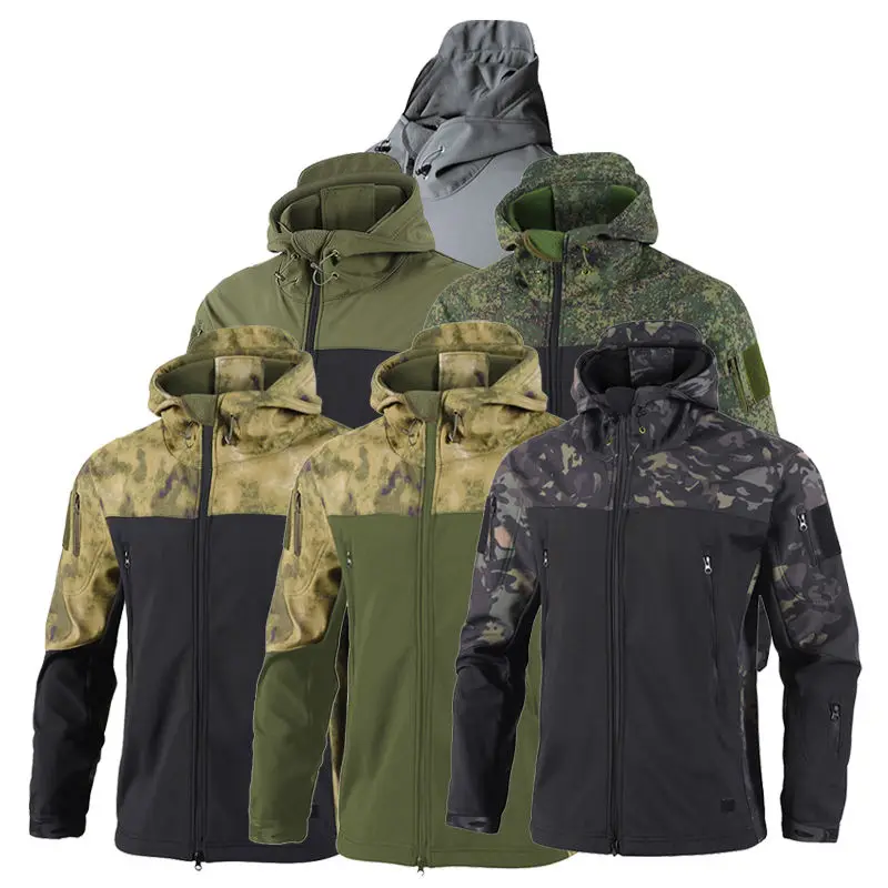 Hybrid-Softshell-Jacke mit Haifischhaut-Textur, Wasserdichte Winddichte Taktische Windjacke für Herren, Hardshell für Frühling und Herbst Outdoor