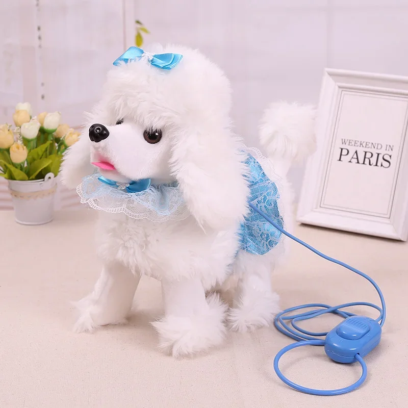 Brinquedos do cão do robô de pelúcia eletrônico filhote de cachorro caminhada casca cantar 36 canções música poodle animal estimação macio brinquedo eletrônico para crianças presente aniversário