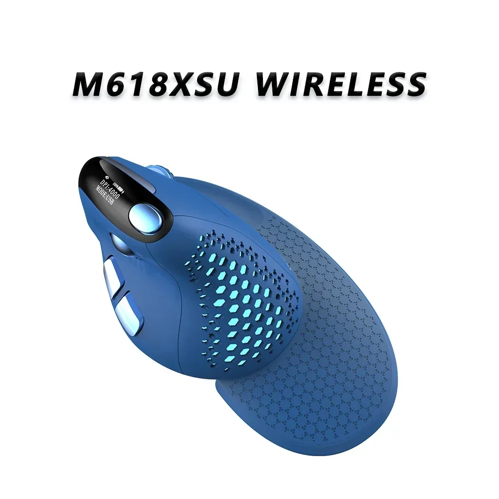 Deluxe M618XSD Vertical Wireless Electronic Games Mouse PAW3212 Sensor 4000dpi Featuring An OLED Liquid Crystal Display Screen