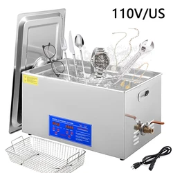 Limpador Ultrassônico com Temporizador Digital, Aço Inoxidável, Máquina de lavar, Eletrodomésticos, Ficha US, 110V, 2-30L