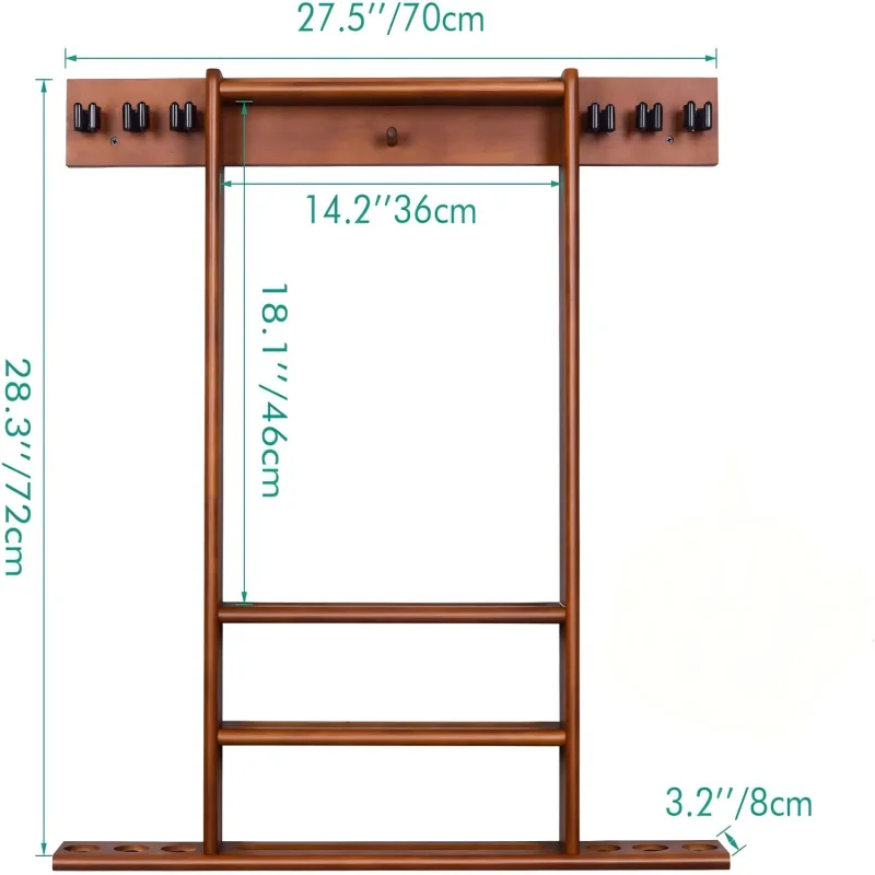 

Floor & Wall Mount Billiard Cue Rack Pool Stick Storage Organizer for Billiard Room Bar Home Use