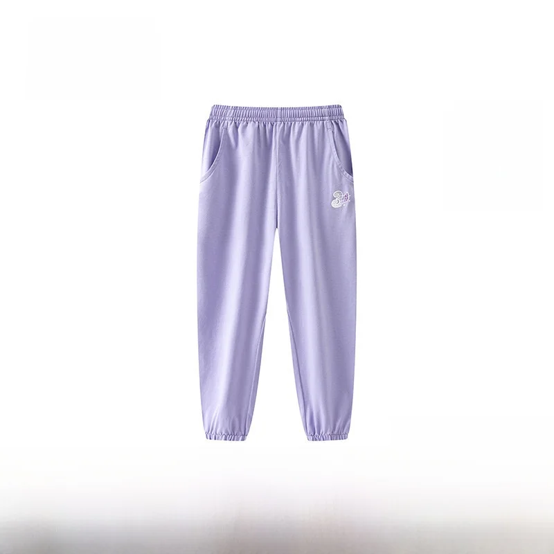 girls-knitted-long-pants-summer-new-style-small-children's-clothes-casual-comfortable-breathable-cotton-polyester-blend