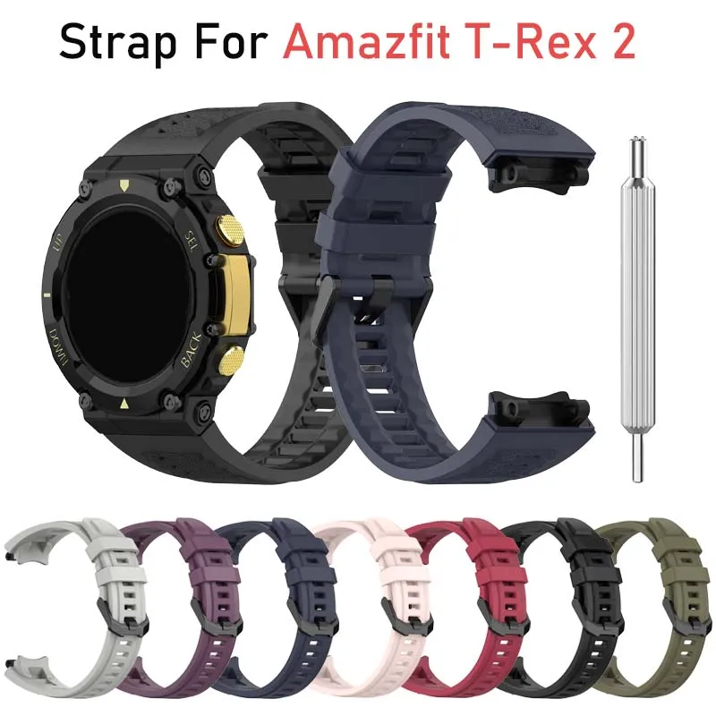 Easy-Install,For  Amazfit T-REX 2 Compatible Silicone Sport Band -Breathable , Sweat-Resistant Replacement Strap