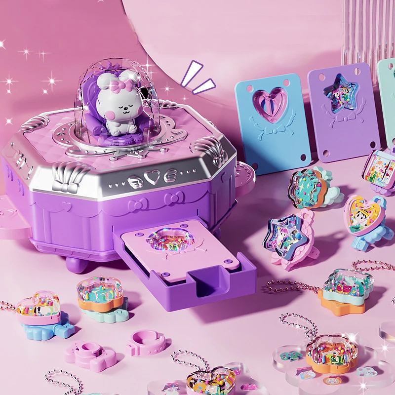 

Children's Diy versatile magic sticker machine, Guka ring, pendant and jewelry complete set of material package, sticker set